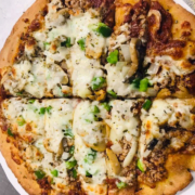 Cauliflower Crust - Sausage, Mushrooms, and Green Peppers Pizza - Quad City Style Pizza