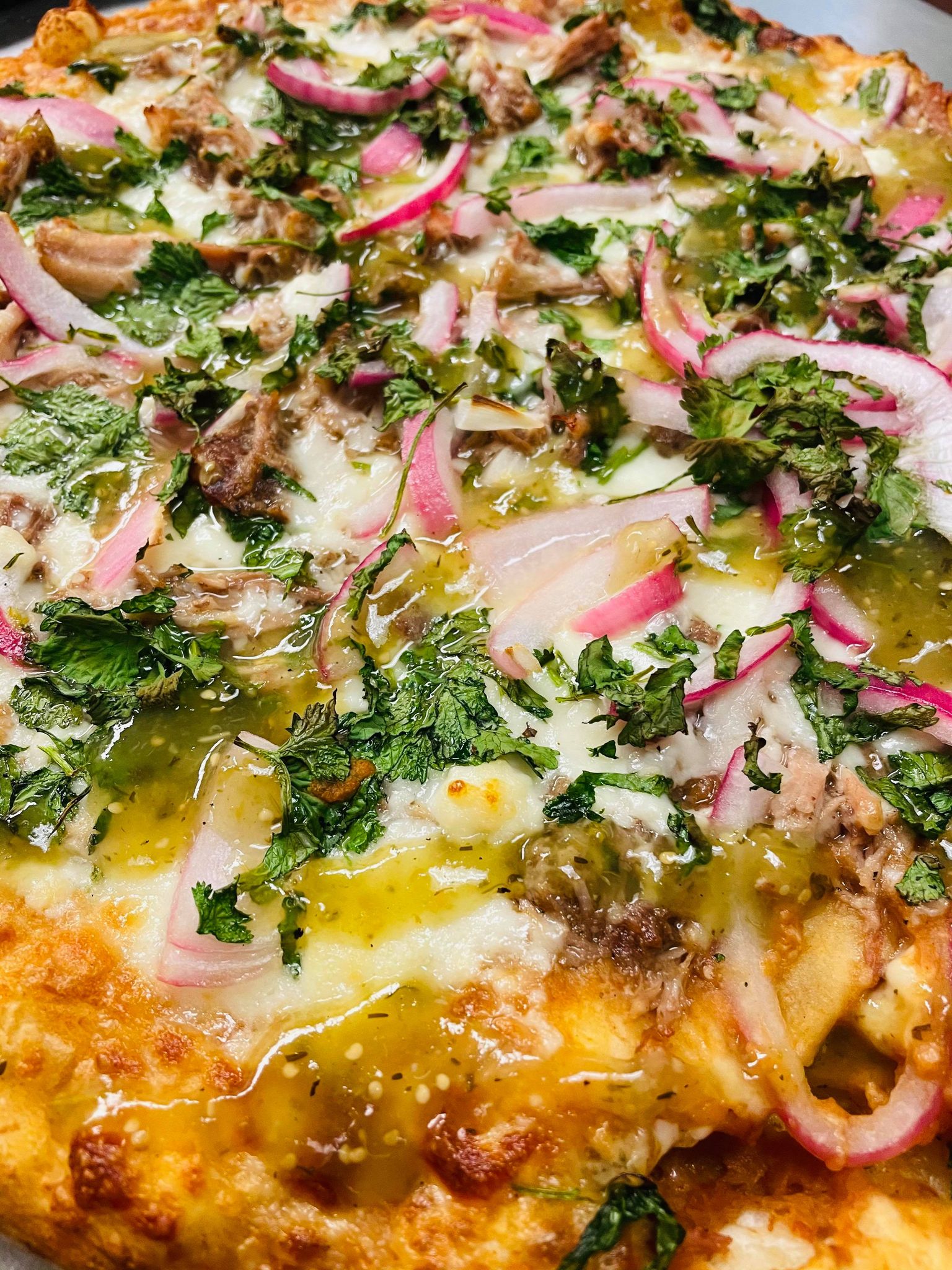 Always cooked to perfection - Carnitas Pizza - QC Pizza Mahtomedi MN.