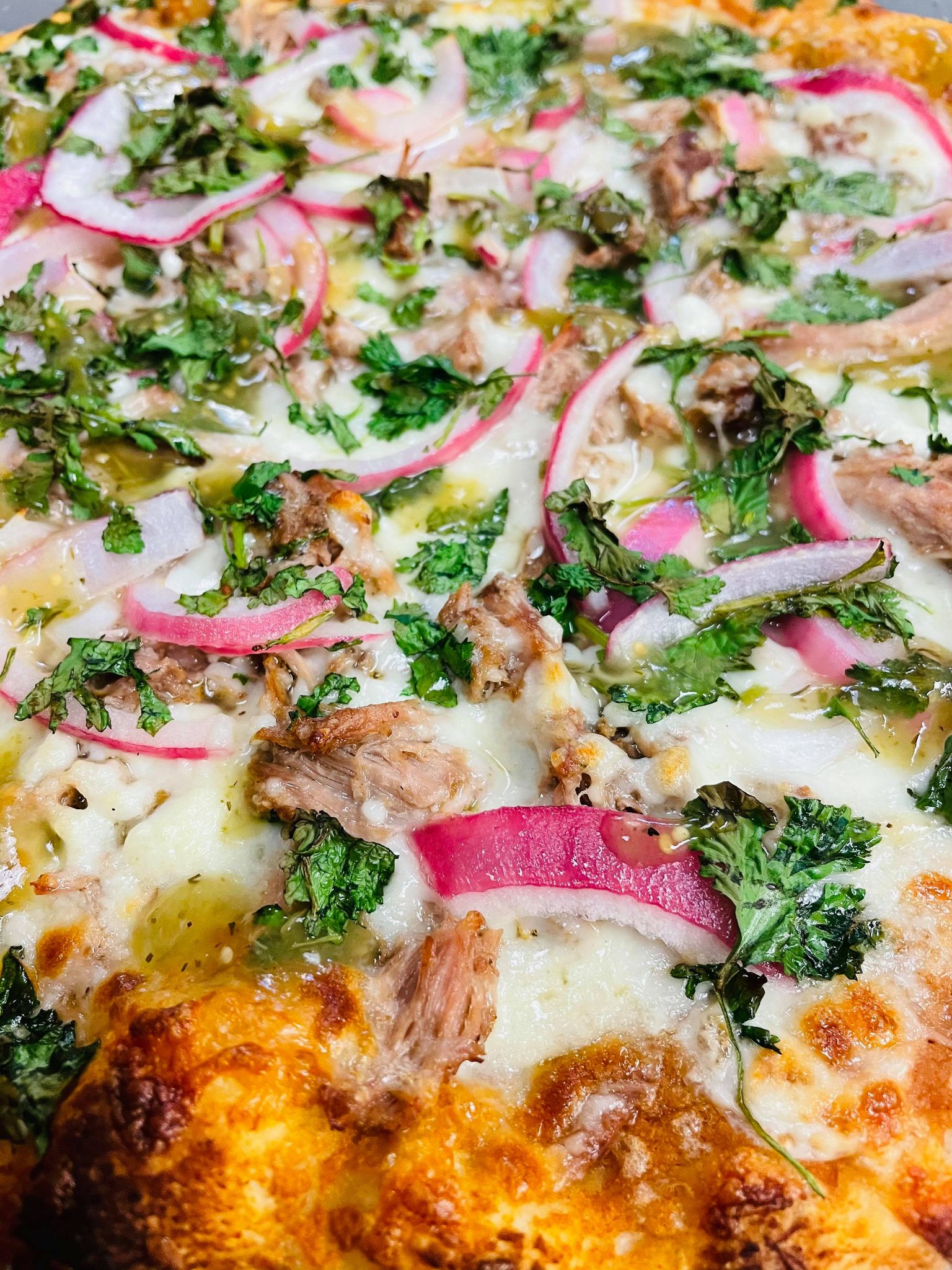 Carnitas Pizza - fresh locally sourced ingredients - QC Pizza Mahtomedi MN.