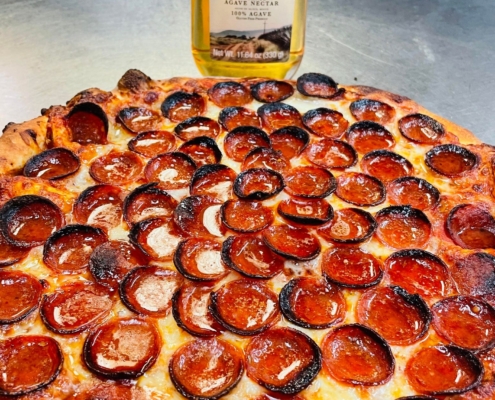 Old World Cupping Pepperoni drizzled with CÓDIGO 1530 Organic Agave Nectar