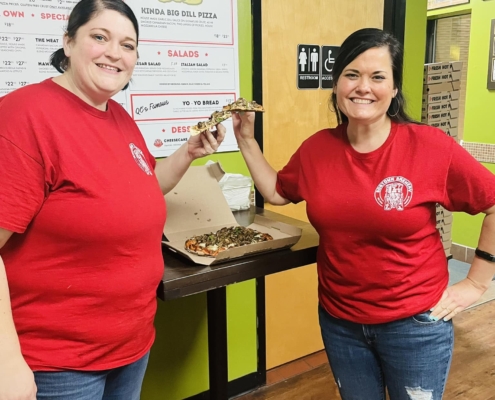 These two wonderful customers drove from Roberts,Wi to get the Fun-gi pie!