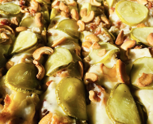 The Bacon Me Nuts for Pickles Pizza - QC Pizza - Mahtomedi MN.