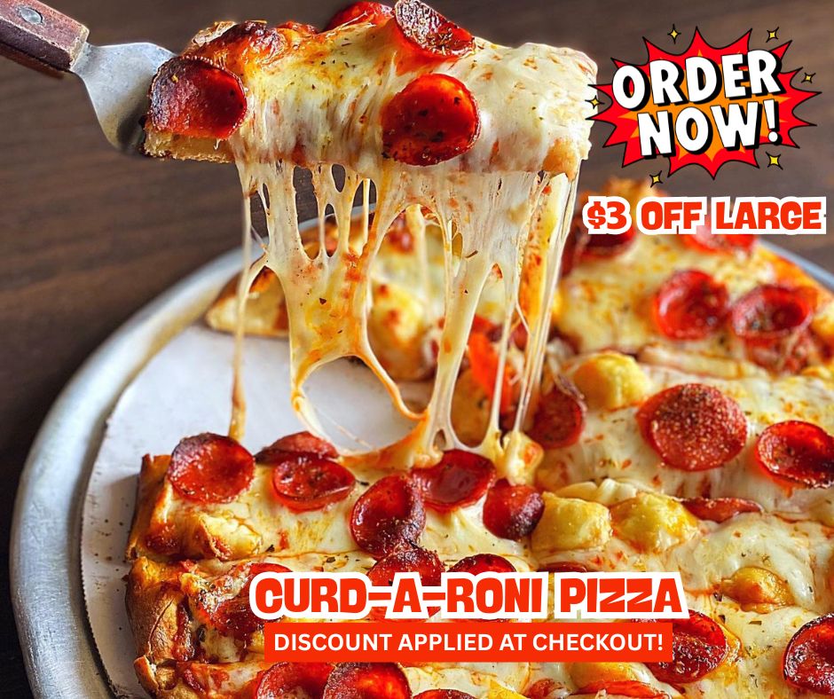 Thursdays Deal! QC Pizza Curd-A-Roni Cupping Pepperoni Pizza
